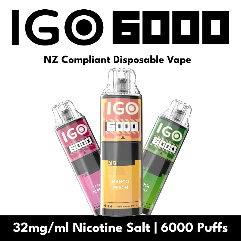 IGO 6000 – Rechargeable Disposable Vape – 32mg/ml (3.2%) Nicotine Salt – 6000 Puffs – 10 Flavours
